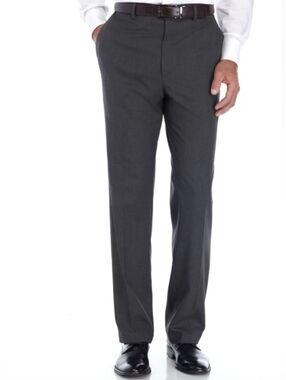 Saddlebred Gray Dress Pants 36x29 Men’s Flat Front Business Slacks Classic Fit